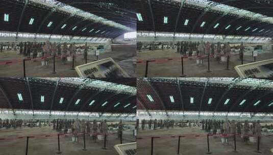 博物馆内修复中的兵马俑高清在线视频素材下载