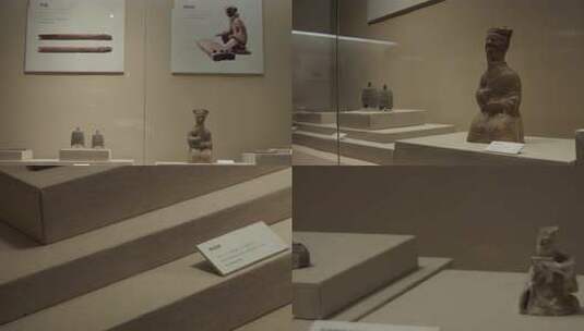 中国古代音乐乐器陶瑟吹排箫俑吹笛俑高清在线视频素材下载