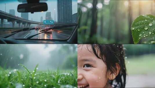 雨中万物生长合集高清在线视频素材下载