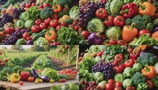 田园风木桌上摆放的新鲜蔬菜高清在线视频素材下载