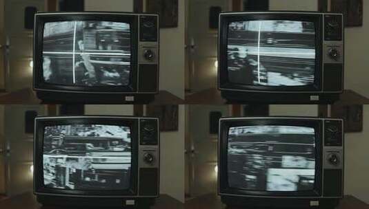 老式电视机播放画面高清在线视频素材下载