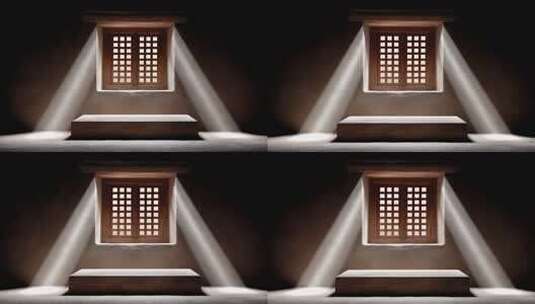 唐朝风格窗户光影变化尽显古朴意境高清在线视频素材下载