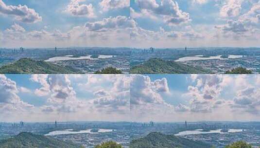 蓝天白云下的南京城全貌高清在线视频素材下载