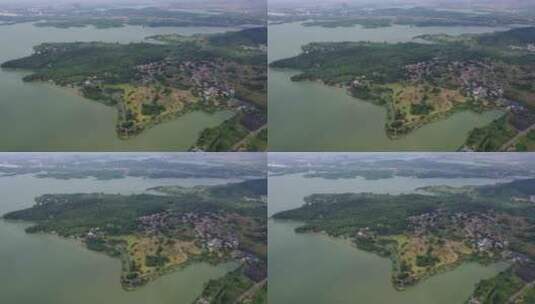 湖北武汉东湖湖泊高视角航拍自然风光高清在线视频素材下载