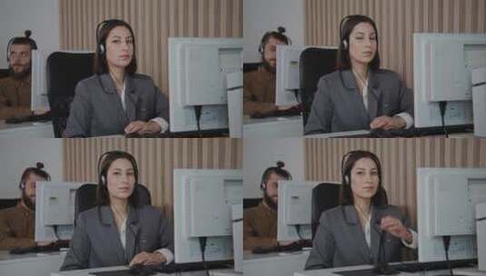 办公室里的女客服高清在线视频素材下载