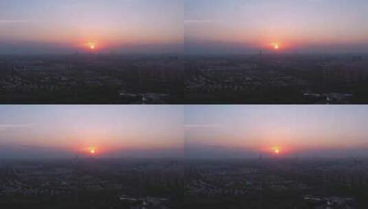 城市傍晚的夕阳高清在线视频素材下载