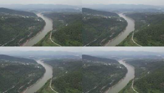 重庆北碚温塘峡风景区自然景观航拍高清在线视频素材下载