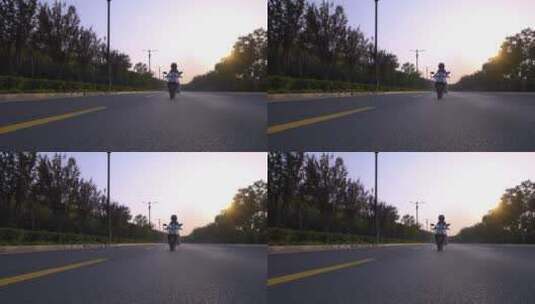 摩托骑手骑车杜卡迪隧道机车飙车头盔骑行高清在线视频素材下载