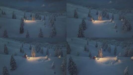 冬季雪山雪场雪景风光航拍高清在线视频素材下载