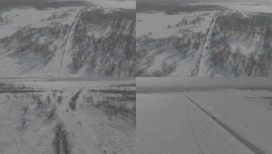 冬天呼伦贝尔大草原御3跟车航拍4k60p高清在线视频素材下载