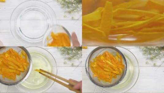橙子皮条清洗捞出高清在线视频素材下载