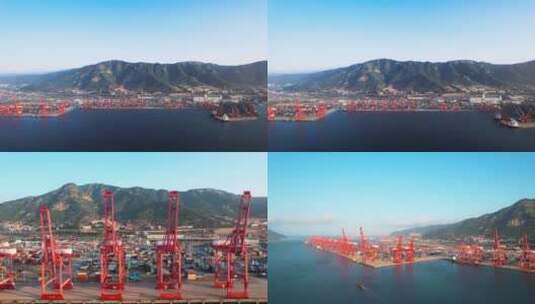 连云港海边港口 集装箱 物流中心合集高清在线视频素材下载