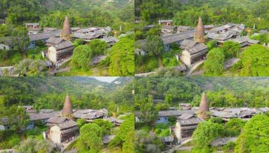 温州4A景区碗窑古村古窑航拍高清在线视频素材下载