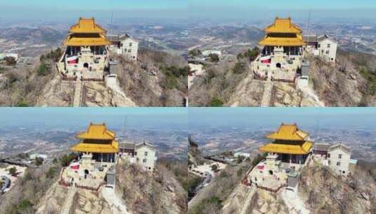 航拍武汉旅游木兰山景区道教金顶古建筑高清在线视频素材下载