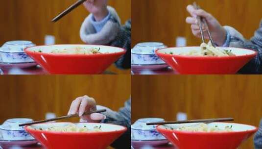 筷子搅拌面条高清在线视频素材下载
