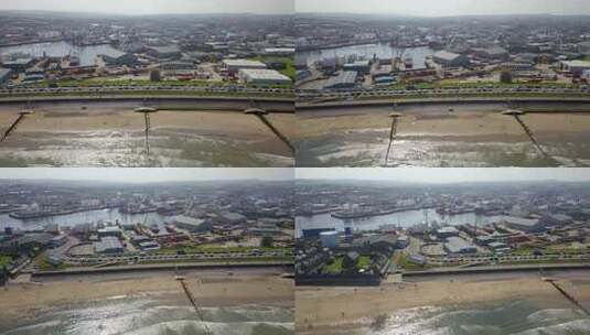 航拍海滨城市海港高清在线视频素材下载