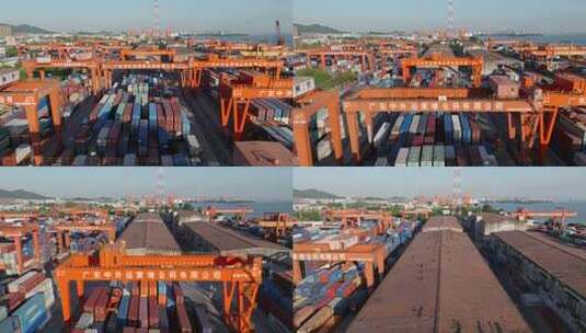 码头货运集装箱航拍高清在线视频素材下载