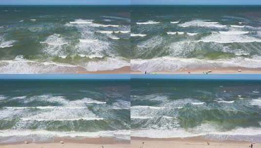 秋天的海浪拍打着沙滩高清在线视频素材下载