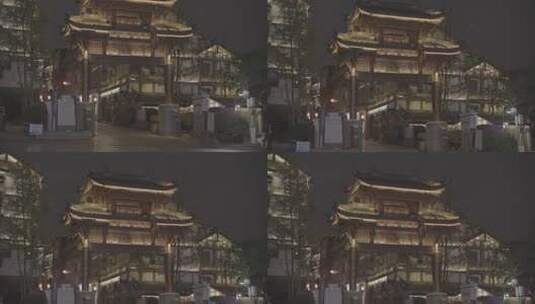 贵州茅台镇木楼木雕木房子老建筑杨柳湾夜景高清在线视频素材下载