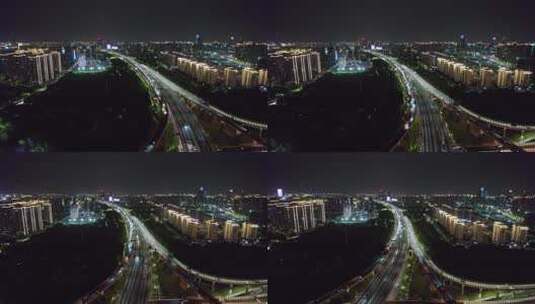 杭州城市夜景航拍高清在线视频素材下载