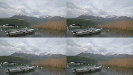 阿尔卑斯山安纳西湖法国水上游船假日高清在线视频素材下载