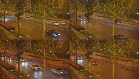 快速路夜景双向行驶车流灯光高清在线视频素材下载
