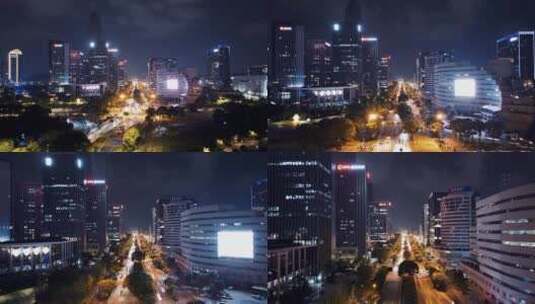 浙江台州CBD夜景航拍高清在线视频素材下载