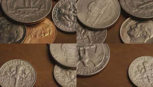 美国货币硬币的旋转库存镜头-MONEY 0291高清在线视频素材下载