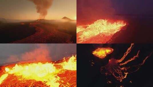 火山喷发岩浆涌动爆发实拍FPV无人机航拍高清在线视频素材下载