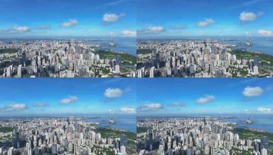 航拍海南省海口市龙华区城市风光高清在线视频素材下载