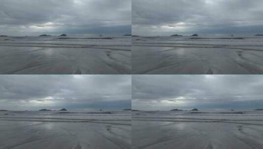 台风天高罗海滩游玩高清在线视频素材下载