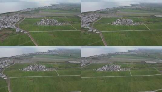云南洱海喜洲古城小麦麦田航拍高清在线视频素材下载