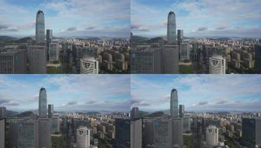 浙江台州第一高楼天盛中心商务区航拍高清在线视频素材下载
