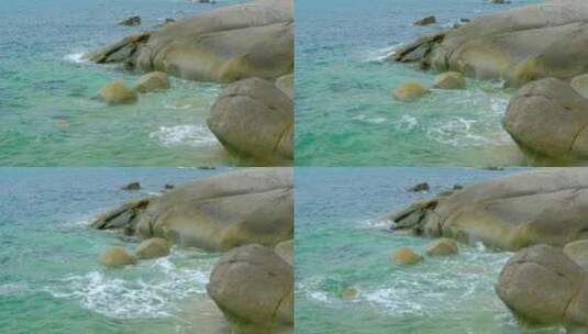 海边 沙滩 海浪  海岸 礁石 岩石高清在线视频素材下载