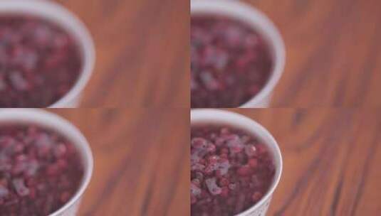 实木桌子上放祛湿红豆粥 (3)高清在线视频素材下载