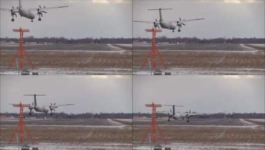 飞机在跑道上降落高清在线视频素材下载