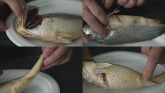 肚子里带鱼胶的黄花鱼高清在线视频素材下载