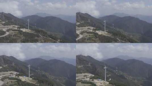 风力发电航拍高山云海高清在线视频素材下载
