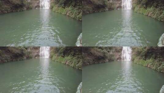 郴州网红景区王仙岭池塘瀑布远景高清在线视频素材下载