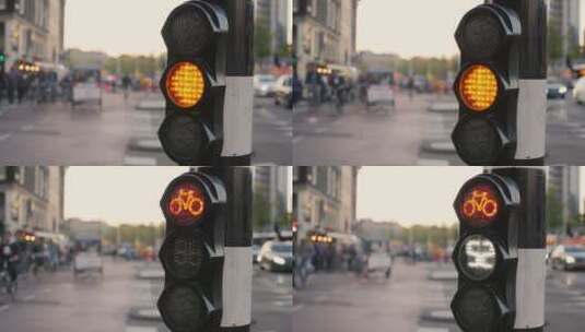 单车交通灯高清在线视频素材下载