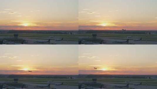 日落时的机场高清在线视频素材下载