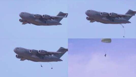 货物通过降落伞从飞机上扔下高清在线视频素材下载