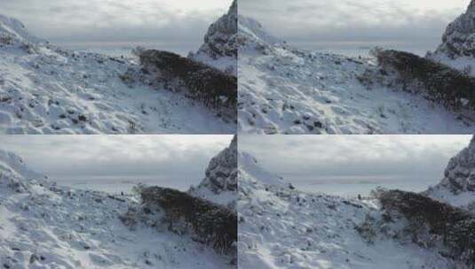 航拍湖北神农架冬季冬天冰雪雪松山谷雪景高清在线视频素材下载