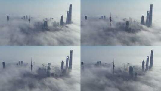 上海天际线平流雾延时摄影高清在线视频素材下载