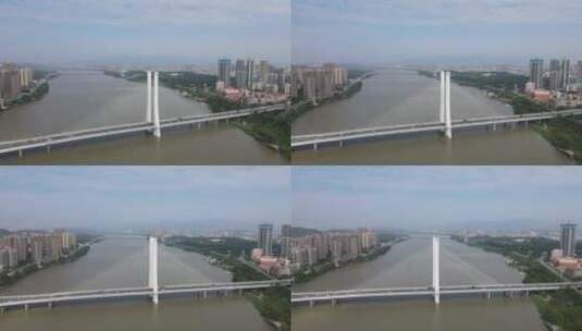 跨江斜拉桥航拍高清在线视频素材下载