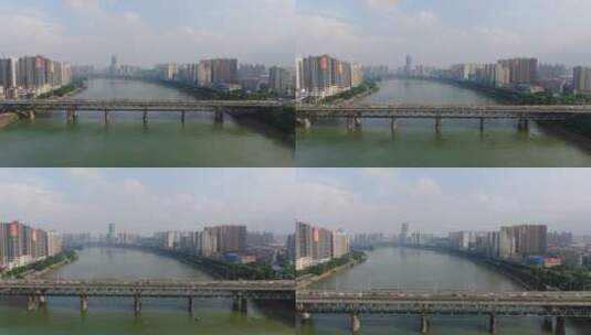航拍湖南衡阳城市交通湘江桥梁高清在线视频素材下载