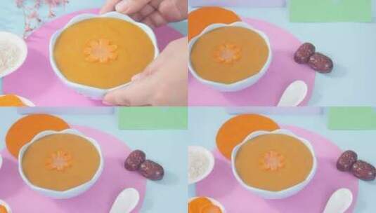 胡萝卜红枣米糊高清在线视频素材下载