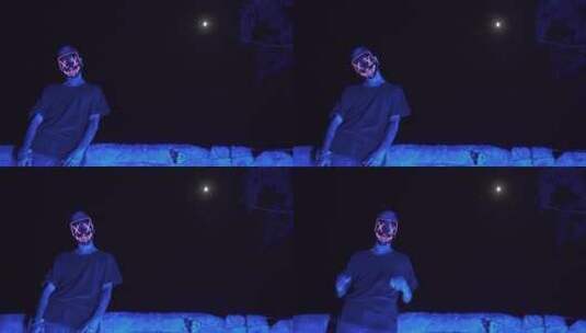 可怕的蒙面人在月光下高清在线视频素材下载