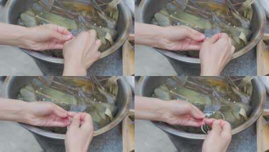 端午节手工包粽子糯米高清在线视频素材下载