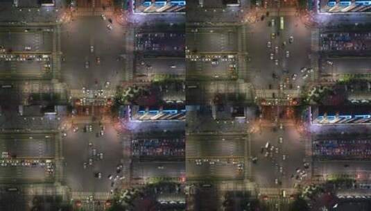 行人过斑马线十字路口的繁华城市街道3高清在线视频素材下载